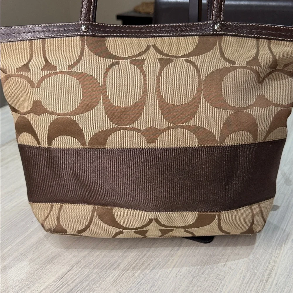 Coach Brown and Tan Medium Tote Bag